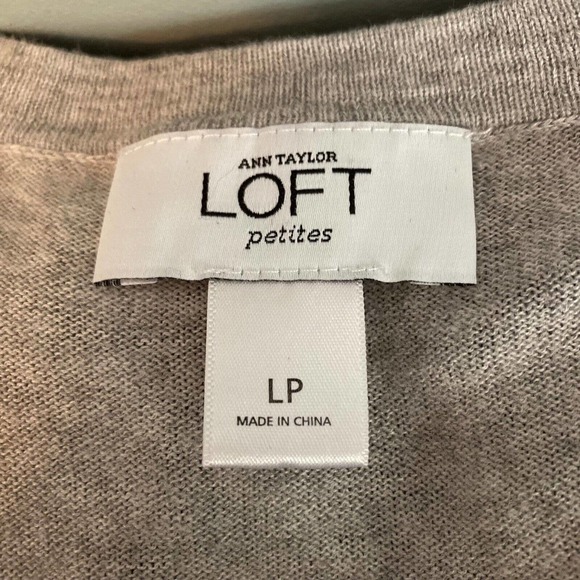 Ann‎ Taylor LOFT Cardigan Womens LP Petite Gray Cotton Wool Sequin V-Neck - Picture 7 of 11